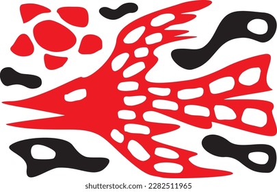 Red fish in the sea or ocean. Symbolic cartoon drawing. Vector graphics