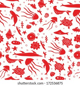 red fish seamless pattern