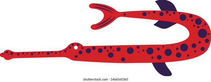 Red fish simple illustration on white background