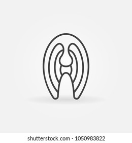 Red fish steak concept linear icon. Vector trout or salmon fish slice in thin line style symbol
