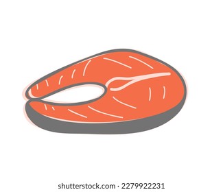 Red fish steak, salmon. Vector illustration