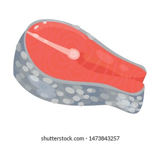 Red fish steak. Vector illustration on white background.