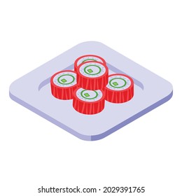 Red fish sushi icon isometric vector. Japanese food. Asian salmon