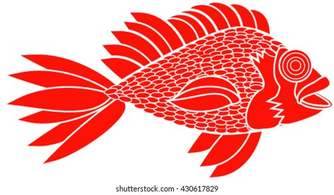 Red fish. Vector illustration on a white background.