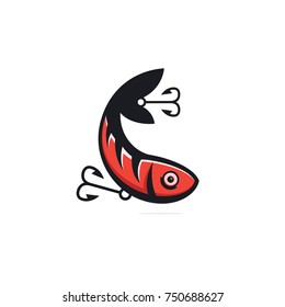 Red Fishing Lures Logo Vector