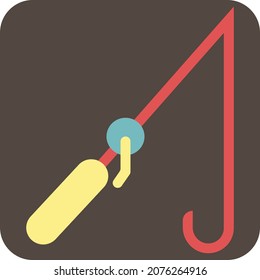 Red fishing stick, illustration, vector, on a white background.
