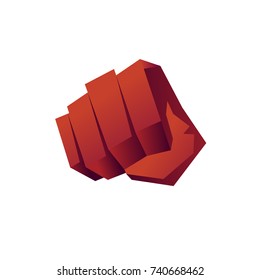 Red fist Low-poly illustration. Symbol of aggression and revolution