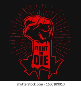 Red fist with slogan illustration