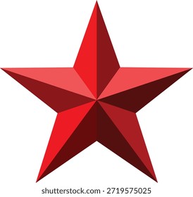 Roter fünfzackiger Stern mit geometrischen Facetten und Farbverlauf-Schattierung