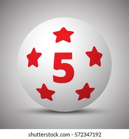 Red Five Star icon on white sphere