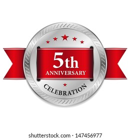 Red five year anniversary seal