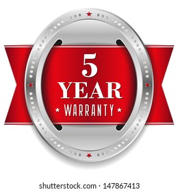 Red five year warranty button