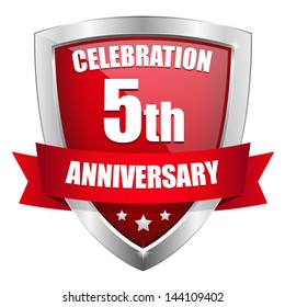 Red five years anniversary shield