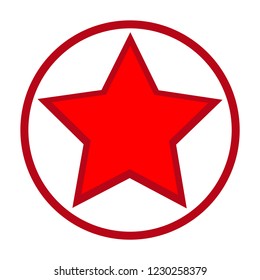 Red five-pointed star. Abstract concept. Vector illustration on white background.