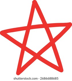 A red five-pointed star is drawn on a white background.