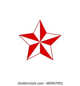Red five-pointed star. Flat icon. Vector illustration.