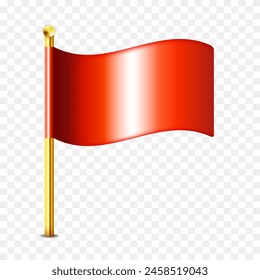 Red flag. 3d map pin. Vector clipart isolated on transparent background.