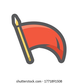 Red flag. Army banner Vector Cartoon illustration
