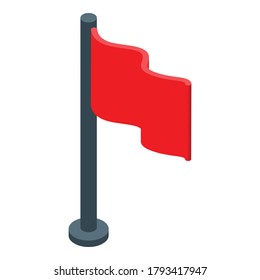 Red flag breakthrough icon. Isometric of red flag breakthrough vector icon for web design isolated on white background