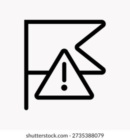 Red flag compliance alert icon for AML warning and client risk signal in financial verification systems rounded outline editable stroke vector.