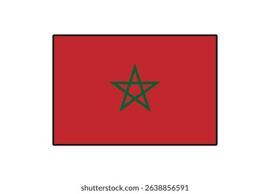 The red flag features a green pentagram surrounded by a red background, symbolizing Morocco's identity and heritage. It highlights the nation's rich cultural significance and pride.