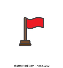 Red flag filled outline icon, line vector sign, linear colorful pictogram isolated on white. Symbol, logo illustration. Pixel perfect vector graphics