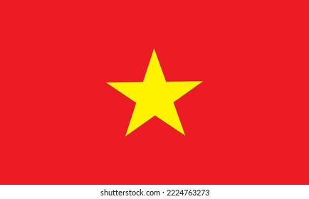 red flag with five-pointed yellow star, Vietnam flag