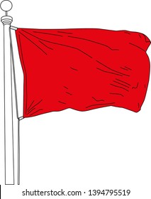 a red flag fluttered on the flagpole
