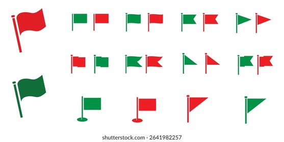 Red flag and green flag vector symbol design