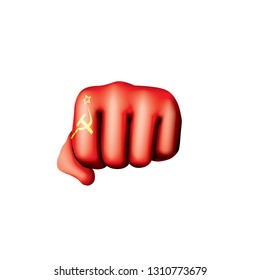 Red flag and hand on white background. Vector illustration