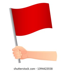 Red flag in hand. Vector illustration of red flag