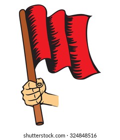 Red Flag in hand vector illustration