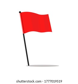 Red flag. Red horizontal waving flag. isolated on background. winner. Successful Concept