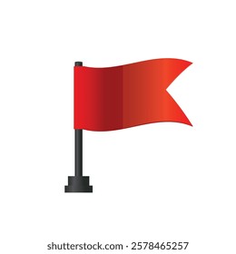 Red flag icon design for flagging inappropriate content or marking the location on maps and navigation systems. Vector illustration.