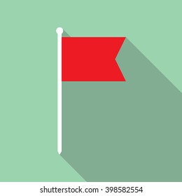 Red flag icon in flat style with long shadow. EPS10 vector illustration.