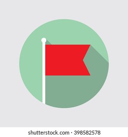 Red flag icon in flat style with long shadow. EPS10 vector illustration.