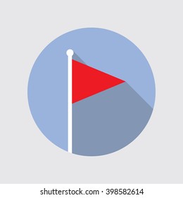 Red flag icon in flat style with long shadow. EPS10 vector illustration.