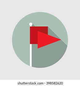 Red flag icon in flat style with long shadow. EPS10 vector illustration.