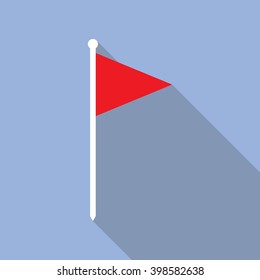 Red flag icon in flat style with long shadow. EPS10 vector illustration.