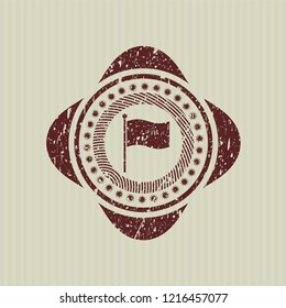 Red flag icon inside distress rubber stamp