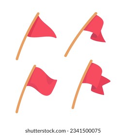 Red flag icon. Symbolic flags for defining tent sites for trekkers