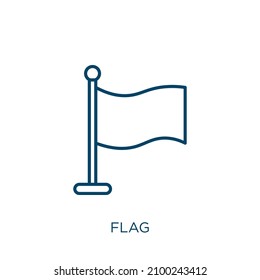 icono de la bandera roja. Icono de contorno de marca roja lineal delgado aislado en fondo blanco. Señal roja del vector de línea, símbolo para web y móvil