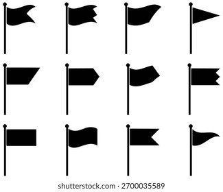 Red Flag Icons Collection - Vektorgrafik-Set mit mehreren Stilen, Symbole für flache und isolierte Flaggen für Web-, App- und Grafikdesign