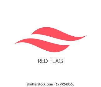 Red flag logo icon design. Abstract Austria flag logotype. Red waving shape template. National wave isolated banner. Logo vector