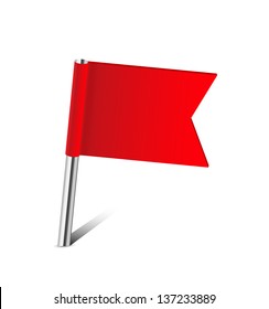 Red flag map pin on white