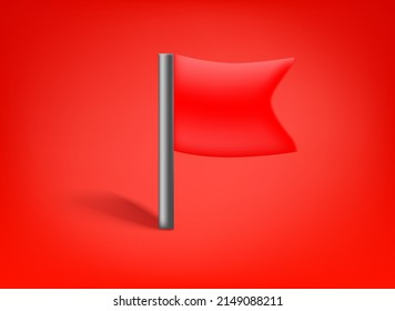 Red flag on a red backgrond. 3d vector illustration