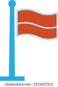 Bandeira vermelha no polo azul Vetor