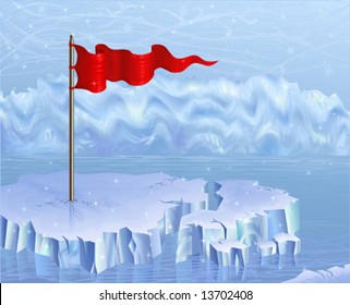 Red flag on an ice floe