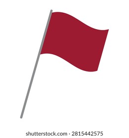A red flag on a silver pole waves in the wind, symbolizing warning or signal