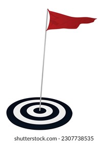 Bandera roja en el tablero objetivo. vector